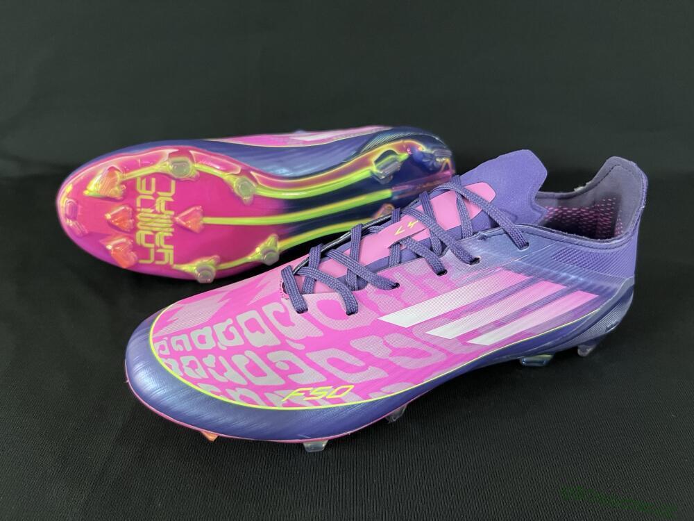 Men's Adidas F50 Elite FG Firm Ground Low-Tops Football Boots - Pink/Purple/Yellow