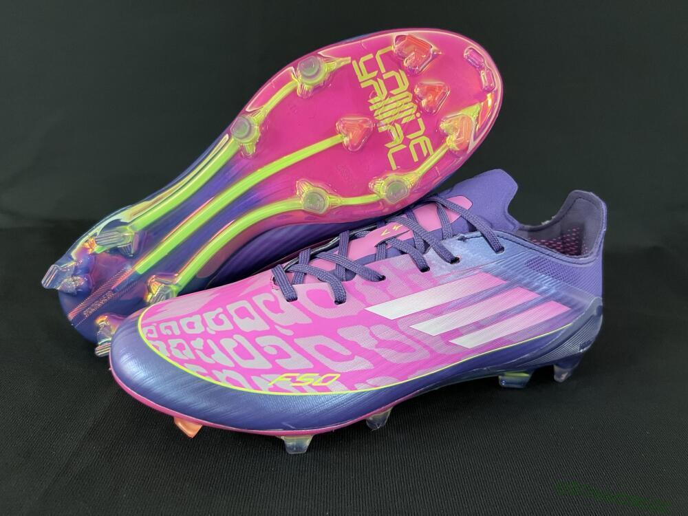 Men's Adidas F50 Elite FG Firm Ground Low-Tops Football Boots - Pink/Purple/Yellow