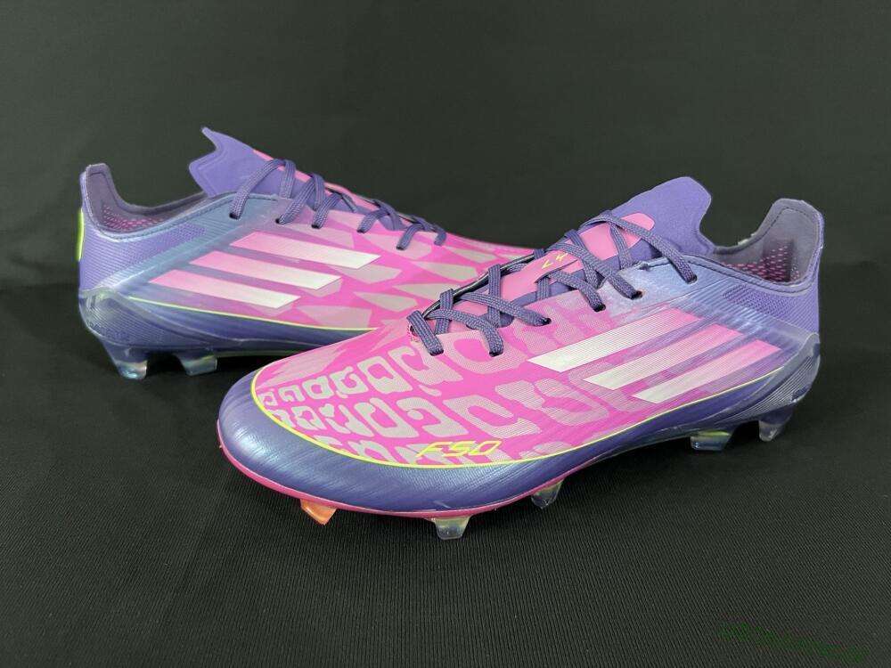 Men's Adidas F50 Elite FG Firm Ground Low-Tops Football Boots - Pink/Purple/Yellow