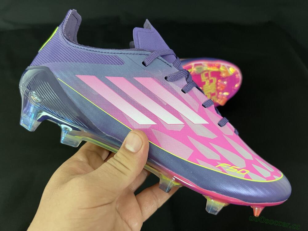 Men's Adidas F50 Elite FG Firm Ground Low-Tops Football Boots - Pink/Purple/Yellow