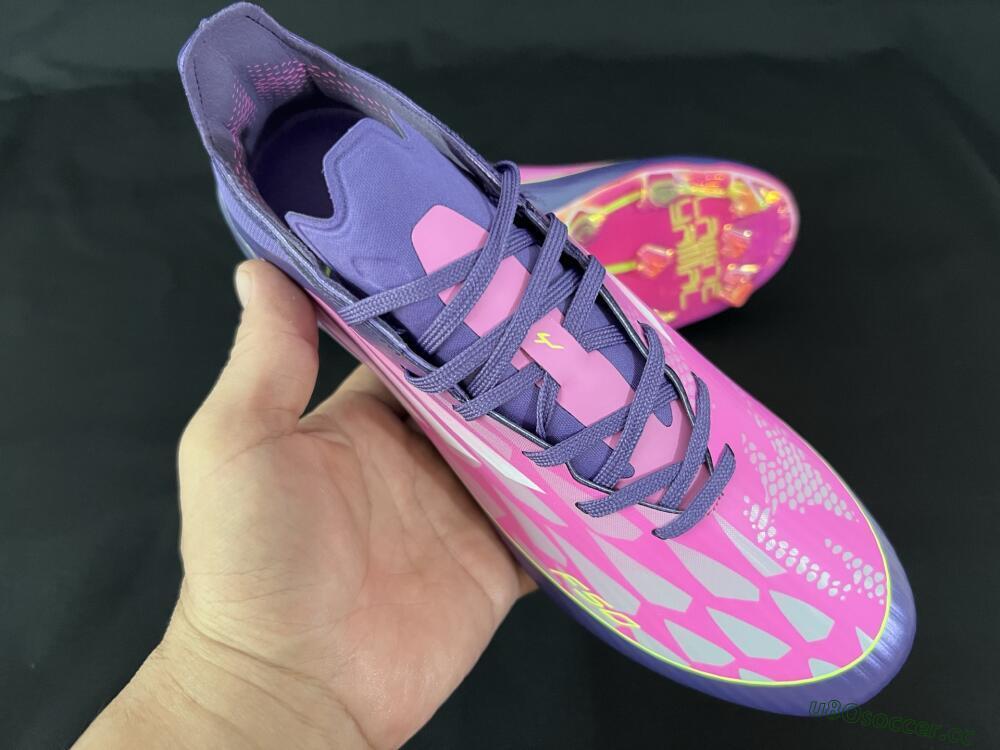 Men's Adidas F50 Elite FG Firm Ground Low-Tops Football Boots - Pink/Purple/Yellow