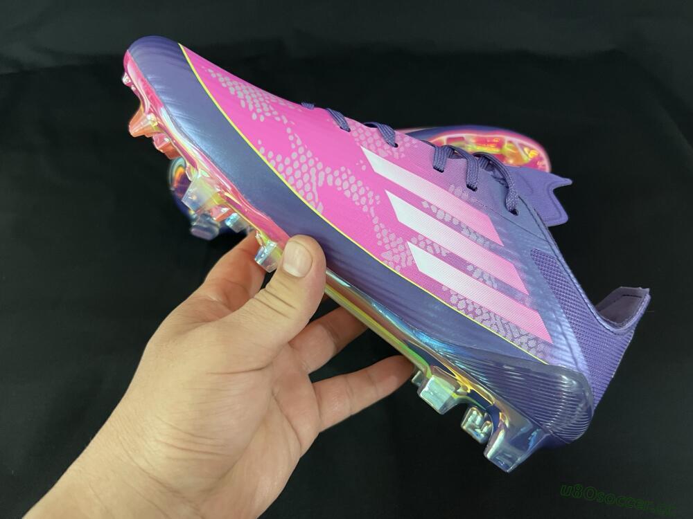 Men's Adidas F50 Elite FG Firm Ground Low-Tops Football Boots - Pink/Purple/Yellow