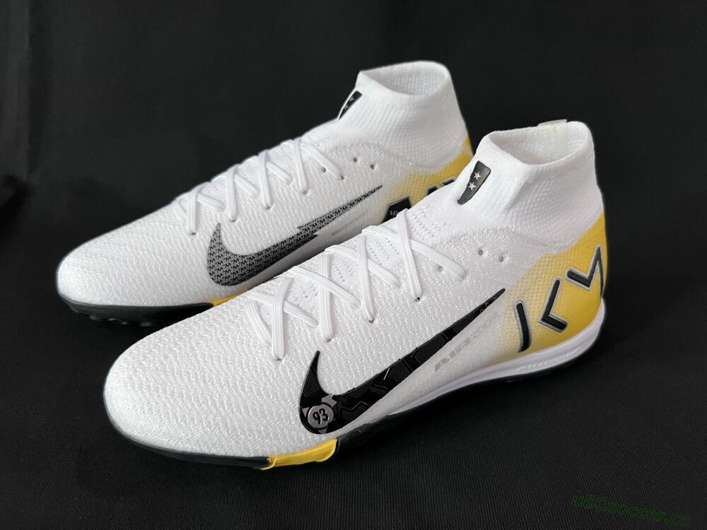 Unisex KM x Nike Air Zoom Mercurial Superfly 10 Elite TF Artificial Turf High-Tops Football Shoes - White/Black/Yellow