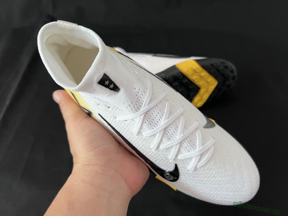 Unisex KM x Nike Air Zoom Mercurial Superfly 10 Elite TF Artificial Turf High-Tops Football Shoes - White/Black/Yellow