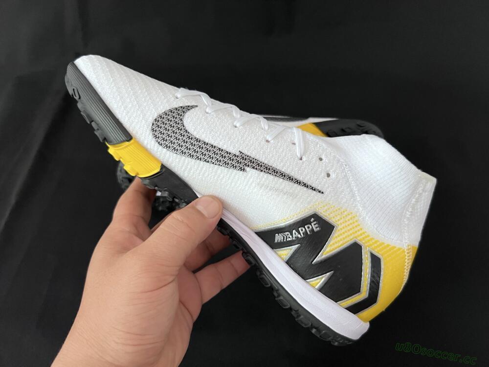 Unisex KM x Nike Air Zoom Mercurial Superfly 10 Elite TF Artificial Turf High-Tops Football Shoes - White/Black/Yellow
