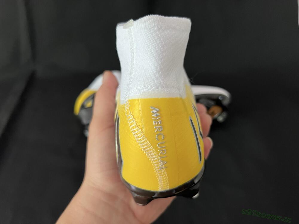 Unisex KM x Nike Air Zoom Mercurial Superfly 10 Elite FG Firm Ground High-Tops Football Boots - White/Black/Yellow