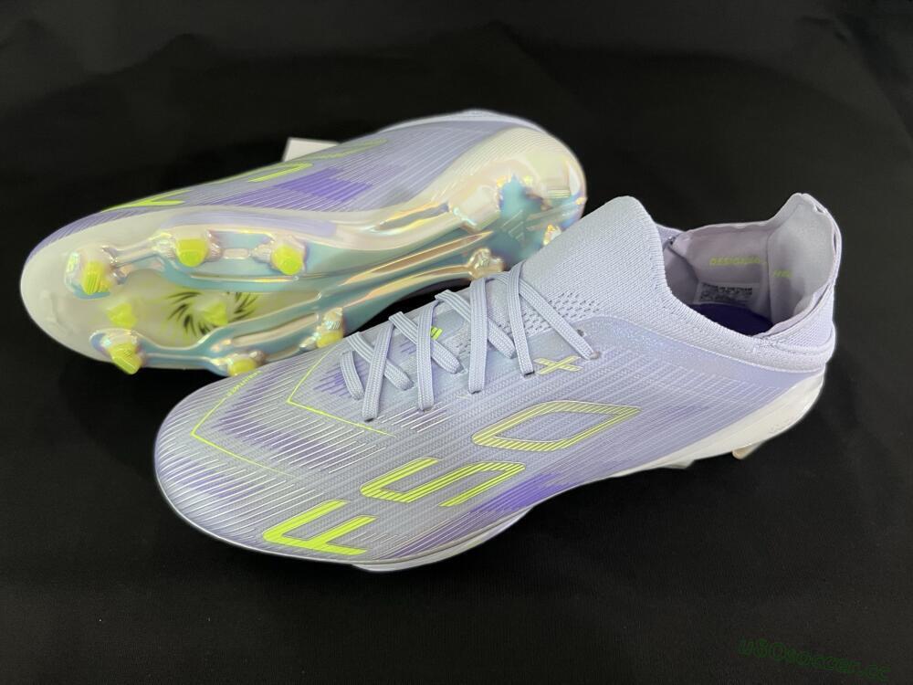 Unisex Adidas F50+ Elite Lightstrike Pro FG Firm Ground Low-Tops Football Boots - Purple/Yellow/White