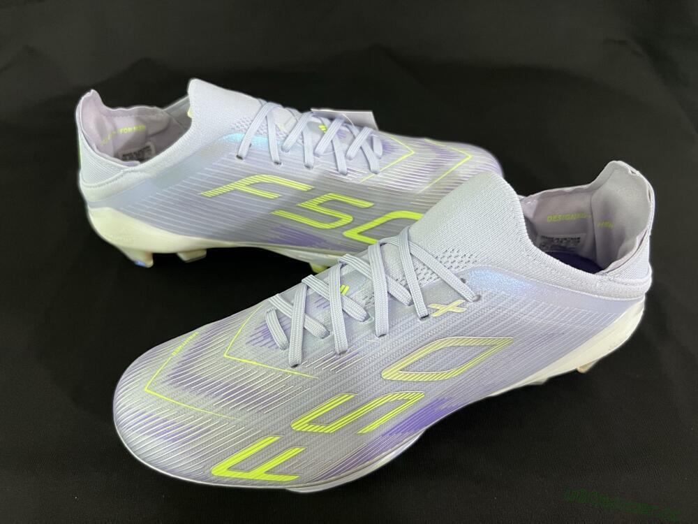 Unisex Adidas F50+ Elite Lightstrike Pro FG Firm Ground Low-Tops Football Boots - Purple/Yellow/White