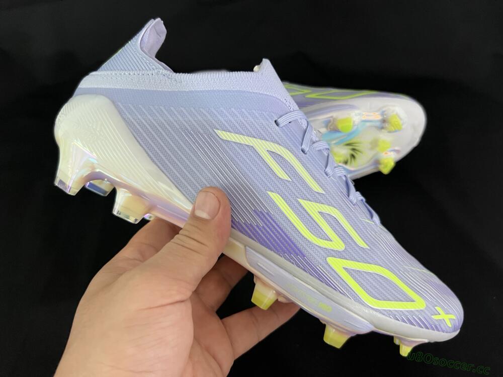 Unisex Adidas F50+ Elite Lightstrike Pro FG Firm Ground Low-Tops Football Boots - Purple/Yellow/White