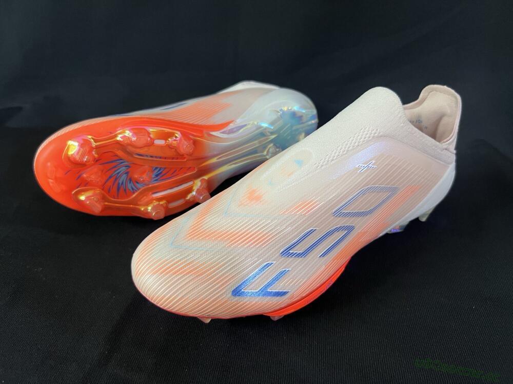 Men's Adidas F50+ Elite Lightstrike Pro Laceless FG Firm Ground Low-Tops Football Boots - Pink/Orange/White