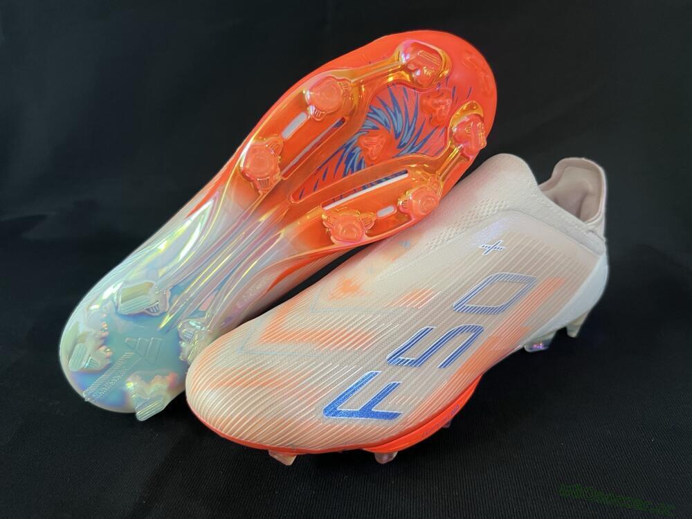 Men's Adidas F50+ Elite Lightstrike Pro Laceless FG Firm Ground Low-Tops Football Boots - Pink/Orange/White