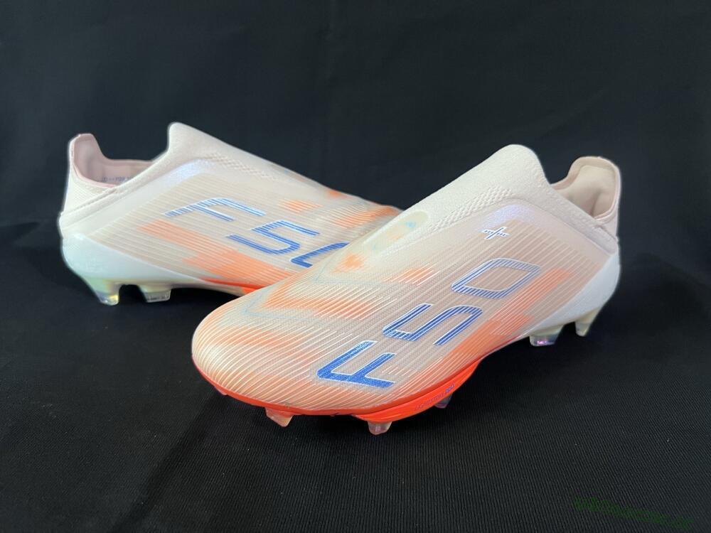 Men's Adidas F50+ Elite Lightstrike Pro Laceless FG Firm Ground Low-Tops Football Boots - Pink/Orange/White