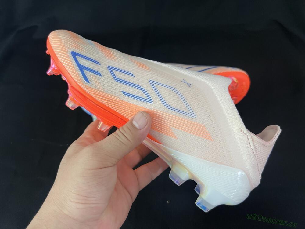 Men's Adidas F50+ Elite Lightstrike Pro Laceless FG Firm Ground Low-Tops Football Boots - Pink/Orange/White