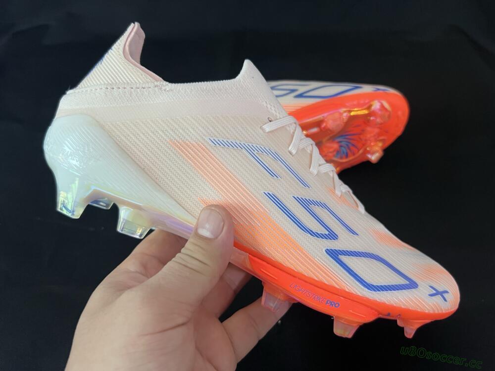 Unisex Adidas F50+ Lightstrike Pro Laceless FG Firm Ground Low-Tops Football Boots - Red/Blue/White