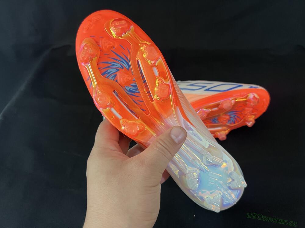 Unisex Adidas F50+ Lightstrike Pro Laceless FG Firm Ground Low-Tops Football Boots - Red/Blue/White
