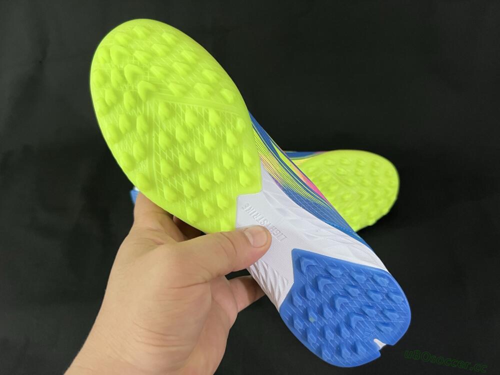 Men's Adidas F50 Elite TF Artificial Turf Low-Tops Football Shoes - Blue/Pink/Yellow