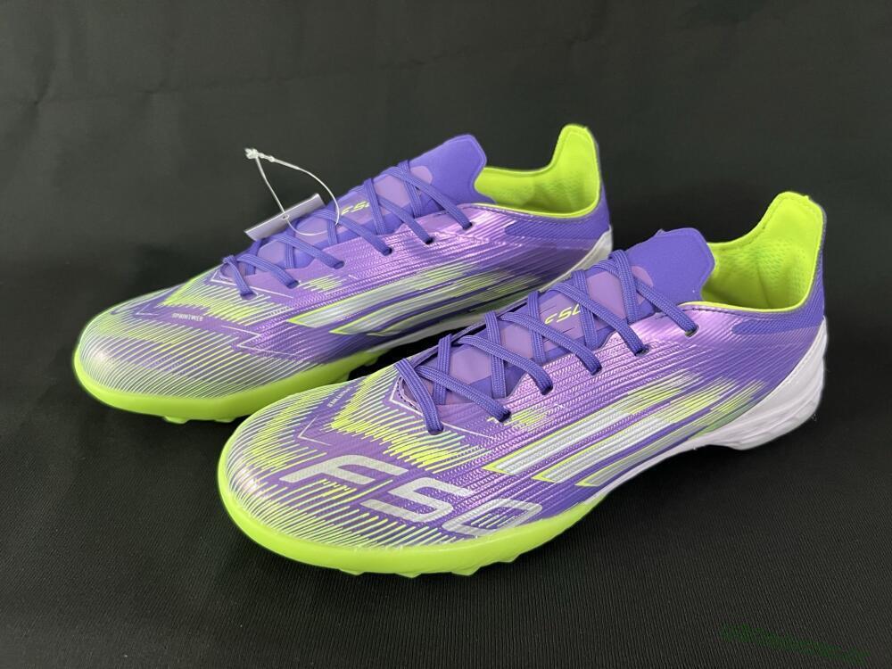 Men's Adidas F50 Pro TF Artificial Turf Low-Tops Football Shoes - Purple/White/Yellow