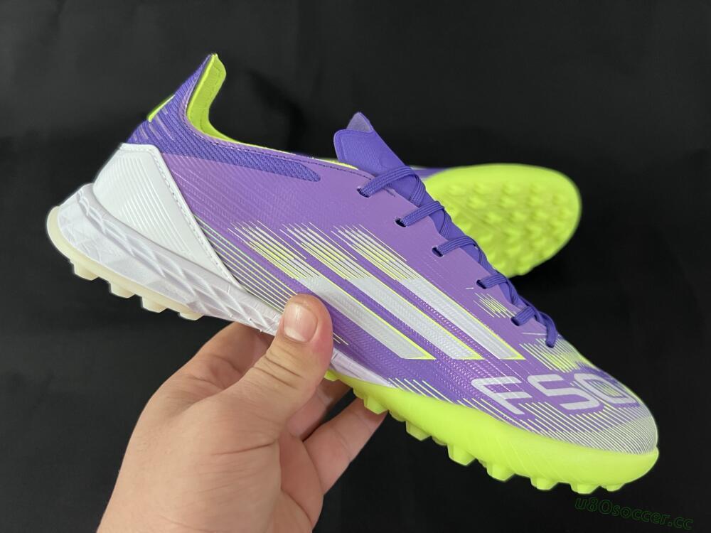 Men's Adidas F50 Pro TF Artificial Turf Low-Tops Football Shoes - Purple/White/Yellow