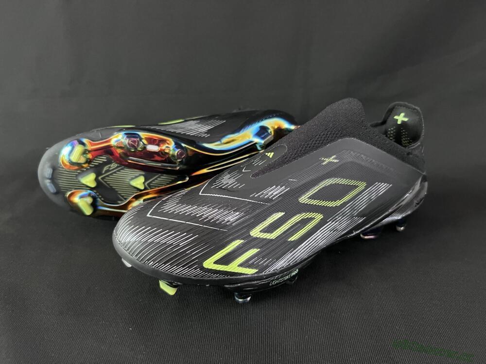 Unisex Adidas F50+ Lightstrike Pro Laceless FG Firm Ground Low-Tops Football Boots - Black/Silver/Yellow