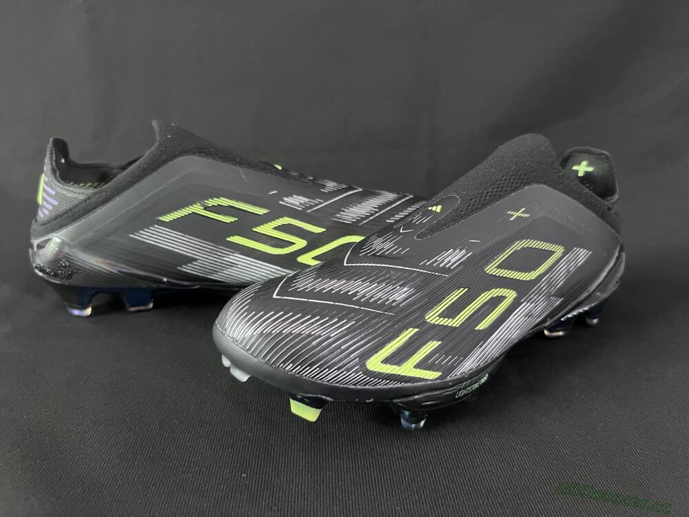 Unisex Adidas F50+ Lightstrike Pro Laceless FG Firm Ground Low-Tops Football Boots - Black/Silver/Yellow