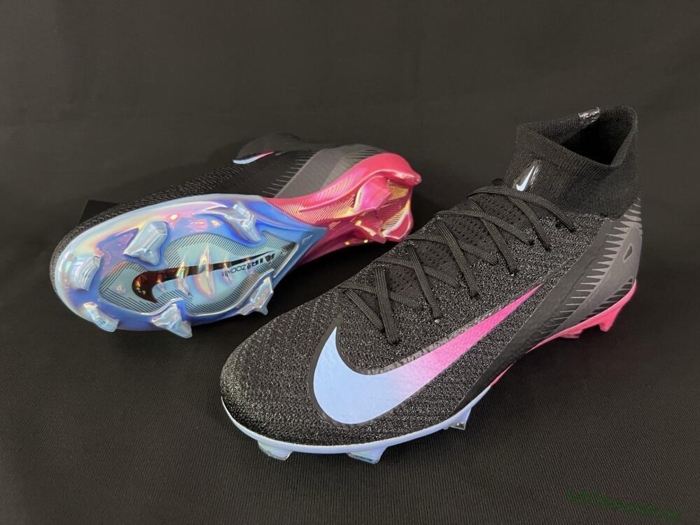 Unisex Nike Air Zoom Mercurial Superfly 10 Elite FG Firm Ground High-Tops Football Boots - Black/Blue/Pink