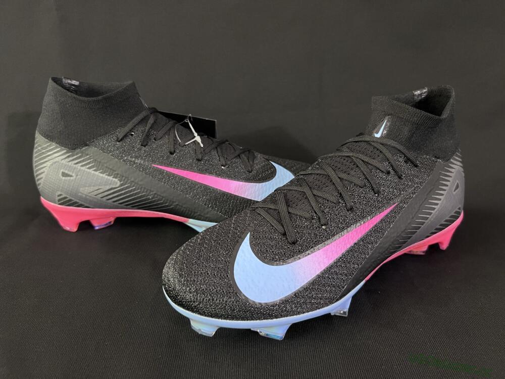 Unisex Nike Air Zoom Mercurial Superfly 10 Elite FG Firm Ground High-Tops Football Boots - Black/Blue/Pink