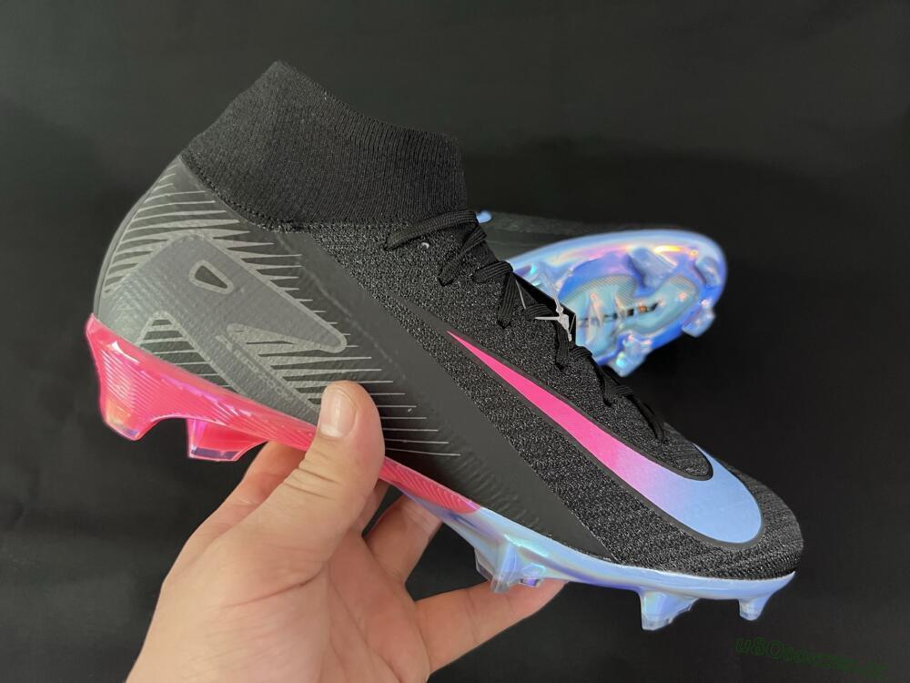 Unisex Nike Air Zoom Mercurial Superfly 10 Elite FG Firm Ground High-Tops Football Boots - Black/Blue/Pink