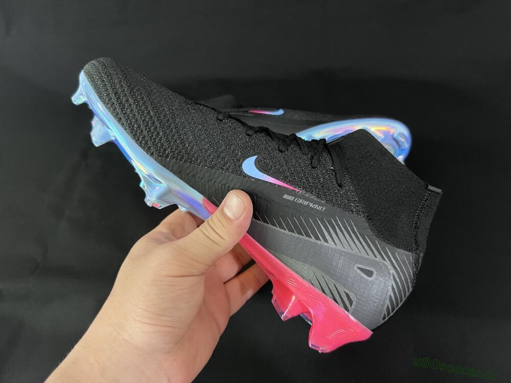 Unisex Nike Air Zoom Mercurial Superfly 10 Elite FG Firm Ground High-Tops Football Boots - Black/Blue/Pink