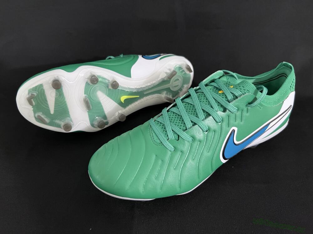 Men's Nike Tiempo Legend 10 Elite FG Firm Ground Low-Tops Football Boots - Green/Blue/White
