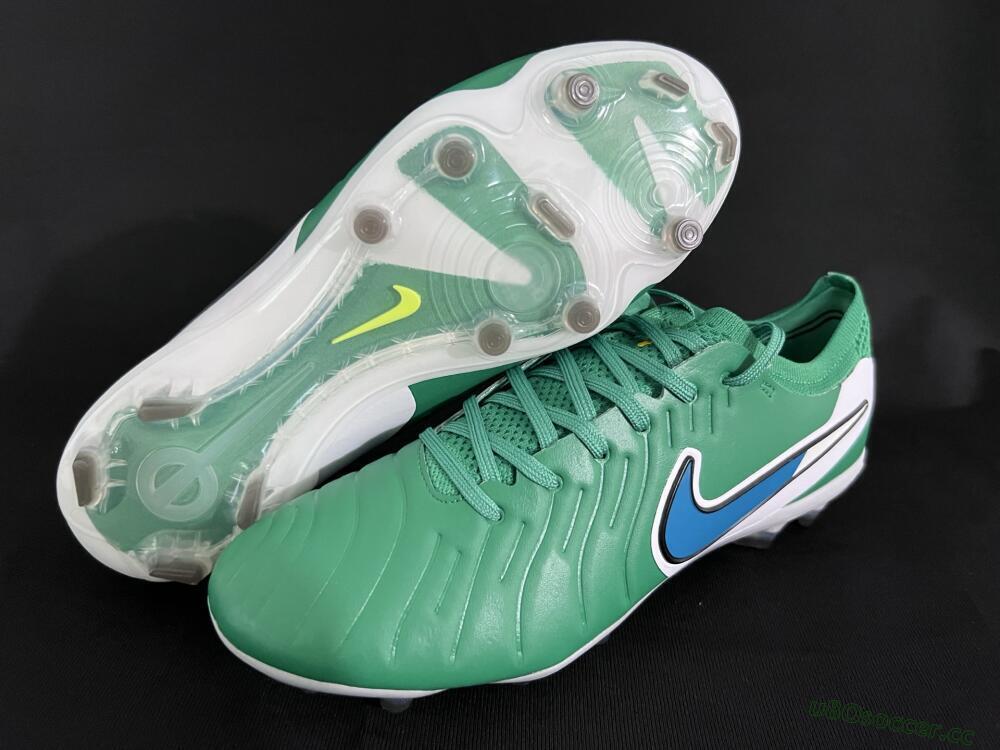 Men's Nike Tiempo Legend 10 Elite FG Firm Ground Low-Tops Football Boots - Green/Blue/White