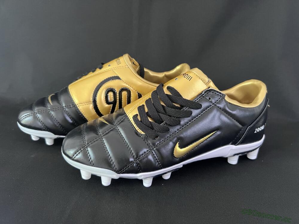 Men's Nike Air Zoom Total 90 III FG Firm Ground Low-Tops Football Boots - Black/Gold/White