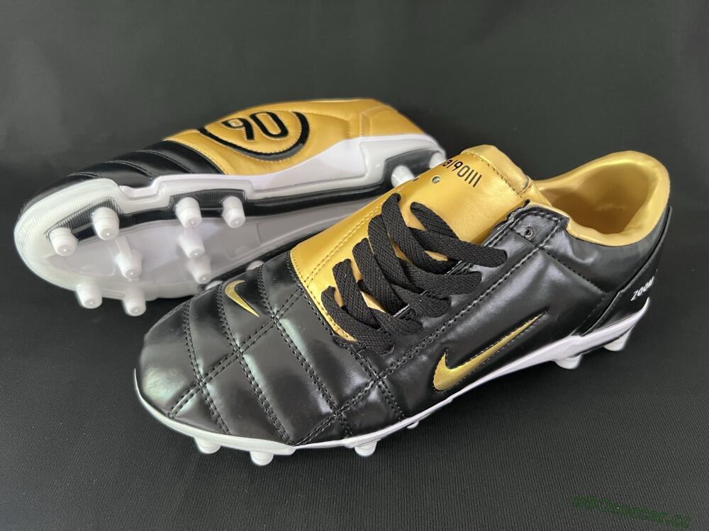 Men's Nike Air Zoom Total 90 III FG Firm Ground Low-Tops Football Boots - Black/Gold/White