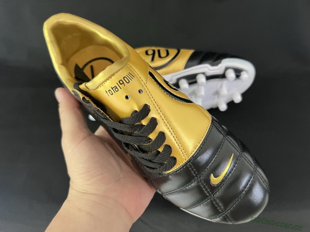 Men's Nike Air Zoom Total 90 III FG Firm Ground Low-Tops Football Boots - Black/Gold/White