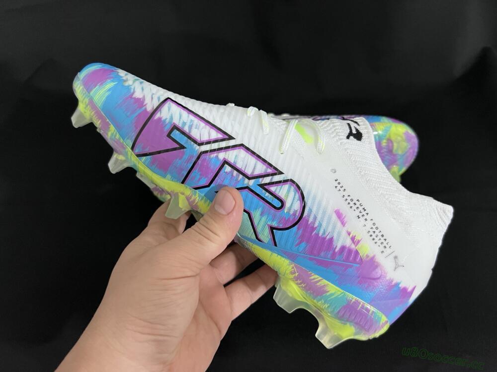 Men's Puma Future 8 Ultimate FG Firm Ground Low-Tops Football Boots - White/Blue/Yellow
