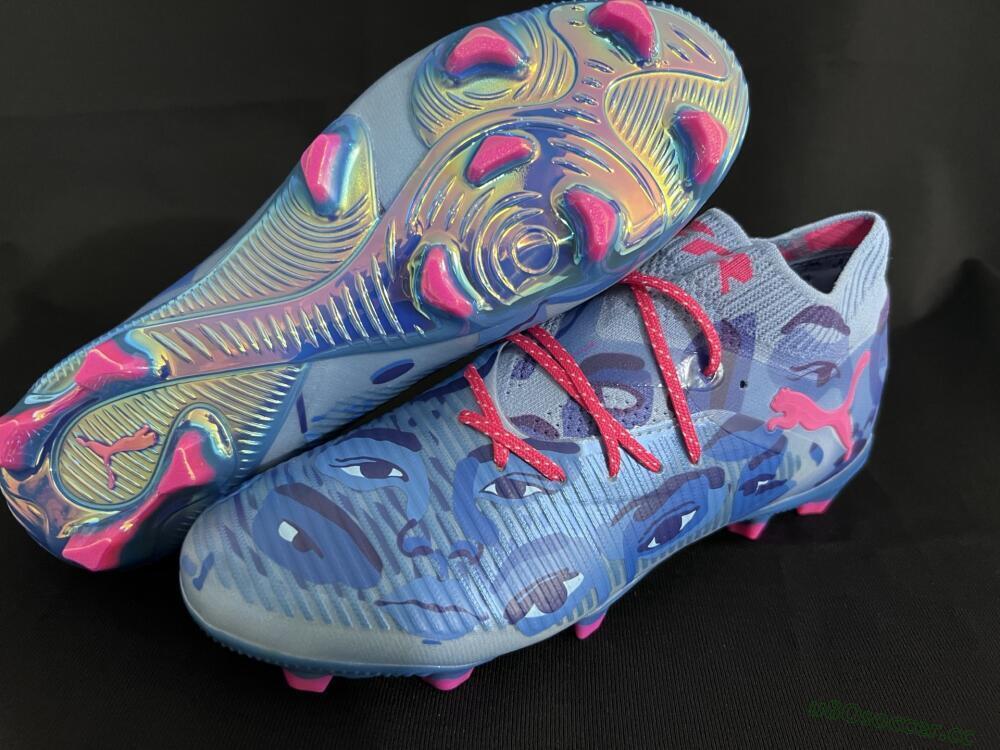 Men's Puma Future 8 Ultimate FG Firm Ground Low-Tops Football Boots - Blue/Pink/Gold