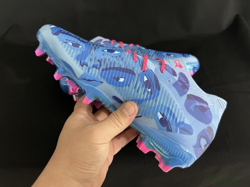 Men's Puma Future 8 Ultimate FG Firm Ground Low-Tops Football Boots - Blue/Pink/Gold
