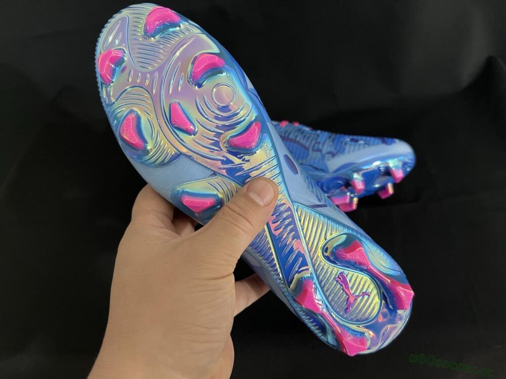 Men's Puma Future 8 Ultimate FG Firm Ground Low-Tops Football Boots - Blue/Pink/Gold