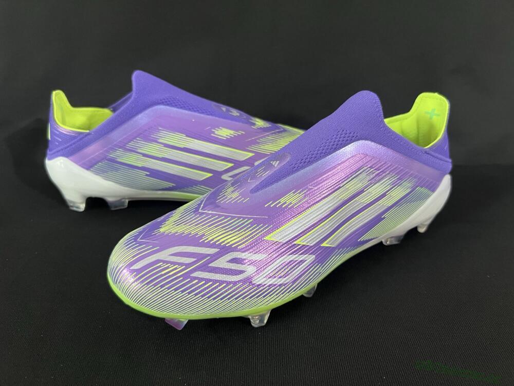 Unisex Adidas F50+ Elite Laceless FG Firm Ground Low-Tops Football Boots - Blue/Yellow/Silver