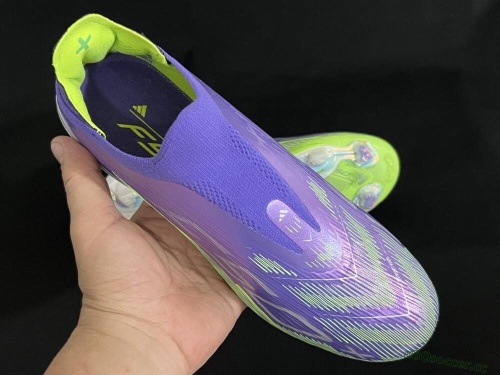 Unisex Adidas F50+ Lightstrike Pro Laceless FG Firm Ground Low-Tops Football Boots - Purple/Yellow/White