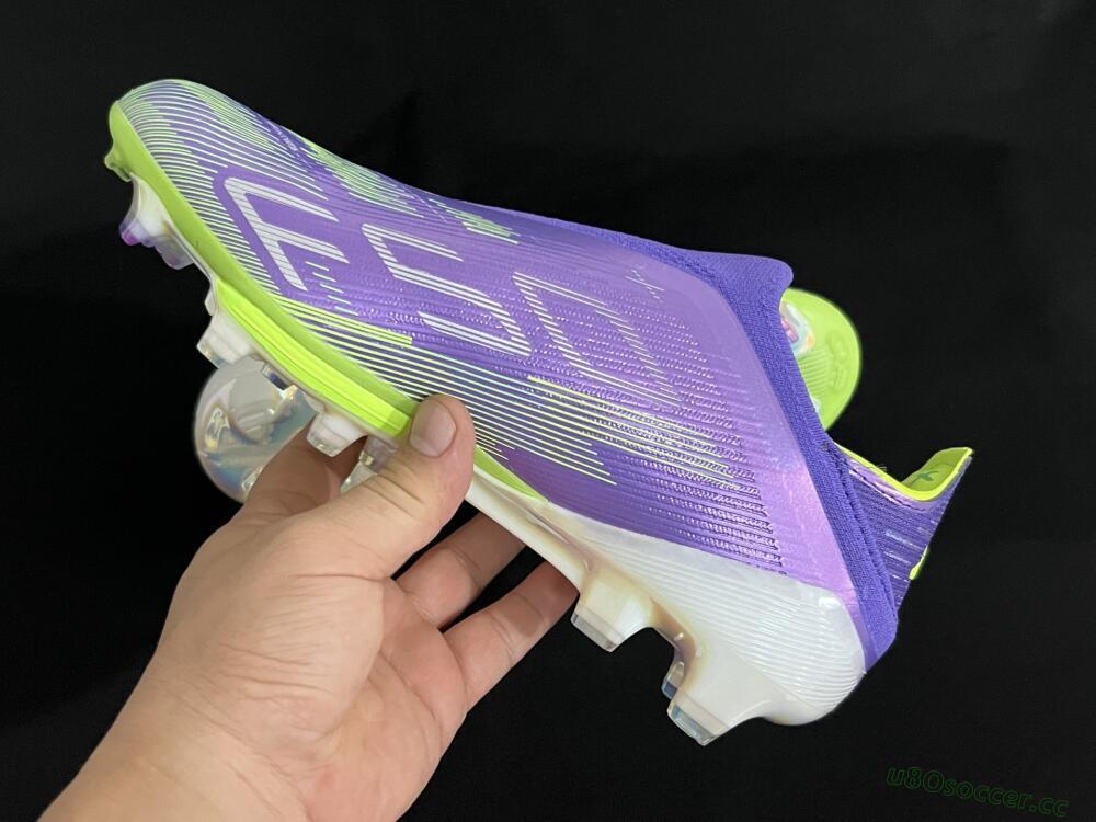 Unisex Adidas F50+ Lightstrike Pro Laceless FG Firm Ground Low-Tops Football Boots - Purple/Yellow/White