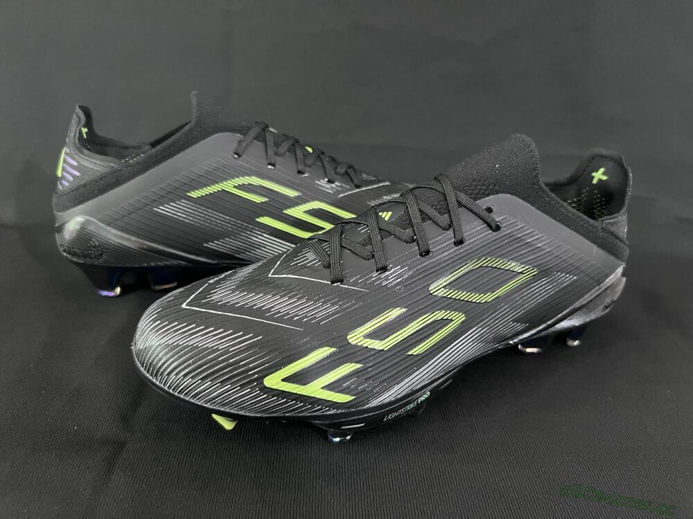 Unisex Adidas F50+ Lightstrike Pro FG Firm Ground Low-Tops Football Boots - Black/Silver/Yellow