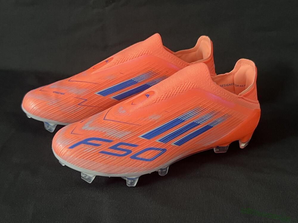 Unisex Adidas F50+ Elite Laceless FG Firm Ground Low-Tops Football Boots - Red/Blue/Silver