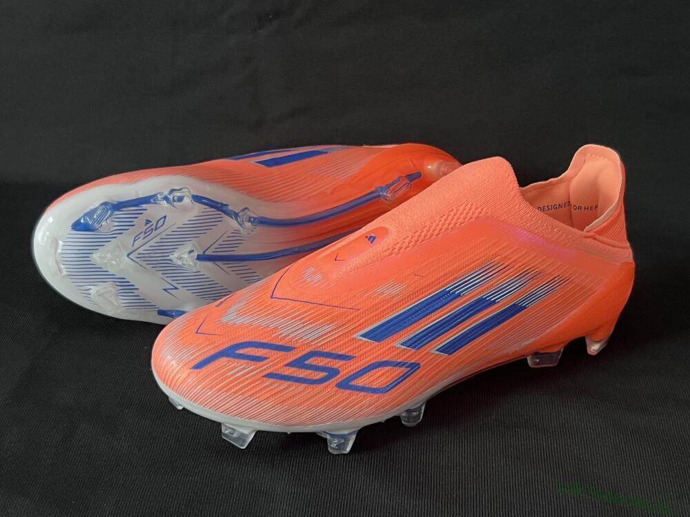 Unisex Adidas F50+ Elite Laceless FG Firm Ground Low-Tops Football Boots - Red/Blue/Silver