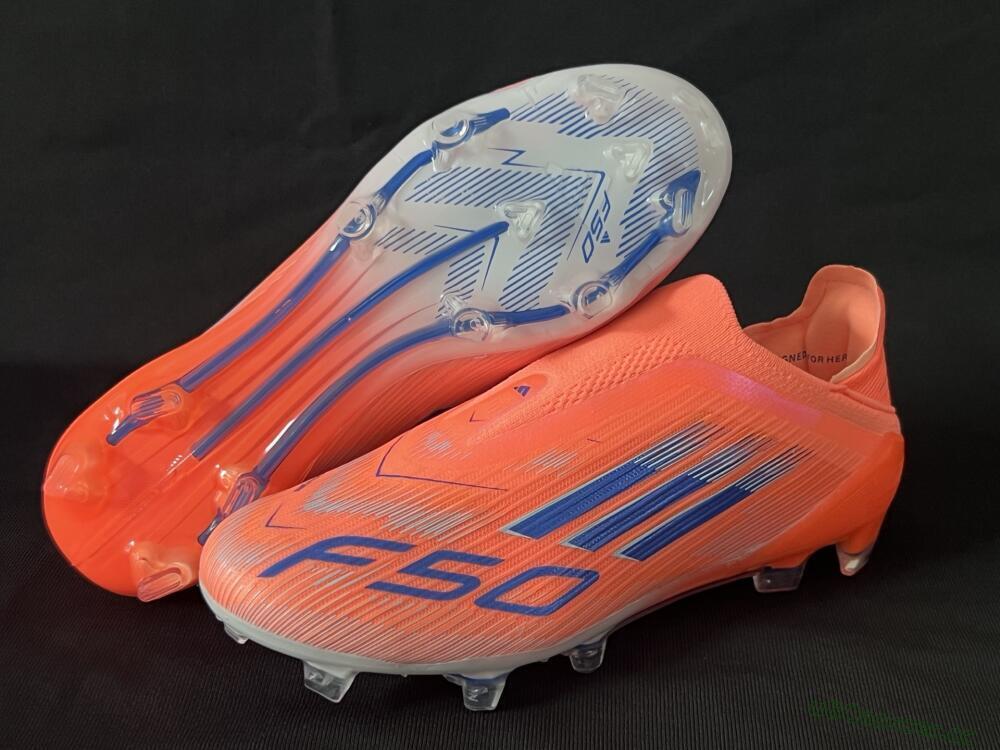 Unisex Adidas F50+ Elite Laceless FG Firm Ground Low-Tops Football Boots - Red/Blue/Silver