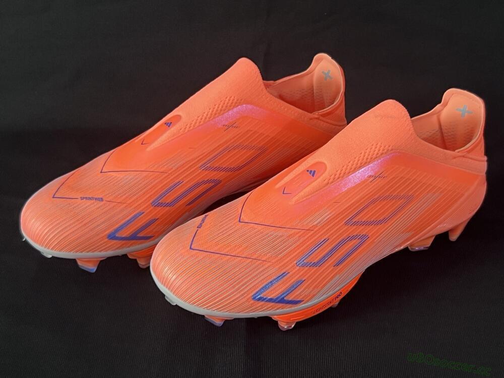 Men's Adidas F50+ Lightstrike Pro Laceless FG Firm Ground Low-Tops Football Boots - Red/Blue/Silver