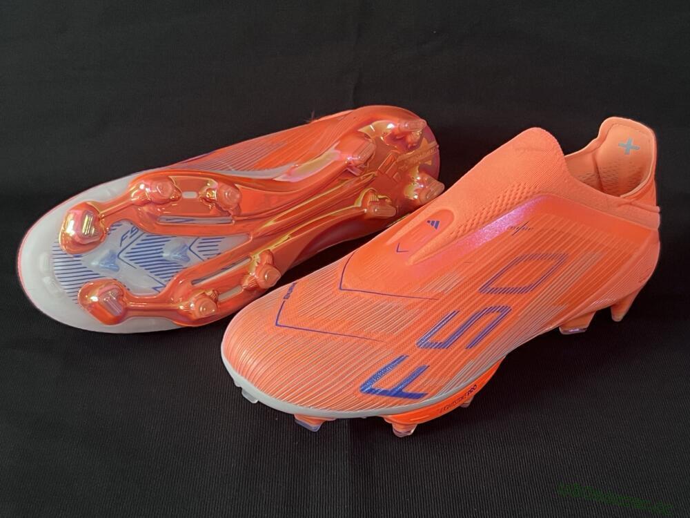 Men's Adidas F50+ Lightstrike Pro Laceless FG Firm Ground Low-Tops Football Boots - Red/Blue/Silver