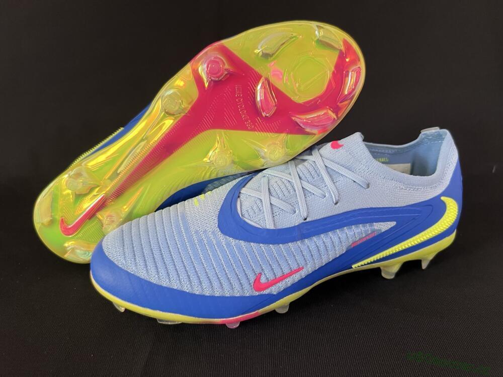Men's Nike Phantom 6 Low Elite FG Firm Ground Low-Tops Football Boots - Blue/Pink/Yellow