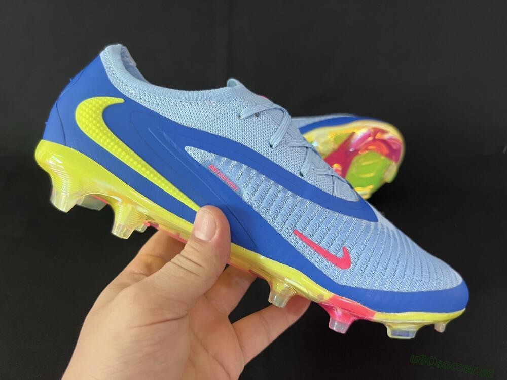 Men's Nike Phantom 6 Low Elite FG Firm Ground Low-Tops Football Boots - Blue/Pink/Yellow