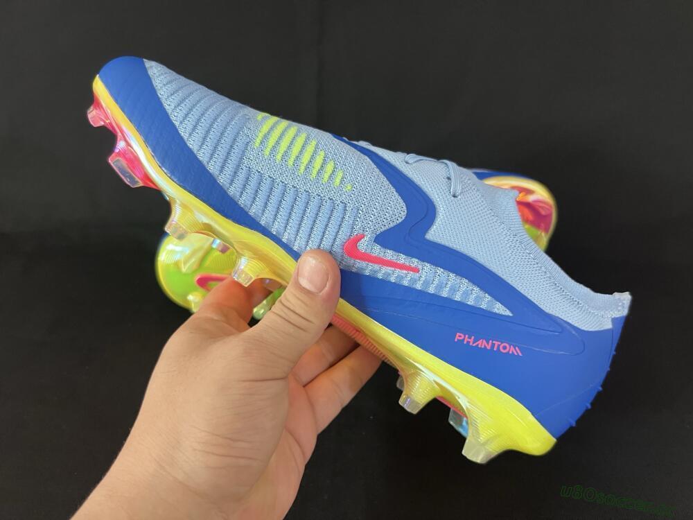 Men's Nike Phantom 6 Low Elite FG Firm Ground Low-Tops Football Boots - Blue/Pink/Yellow