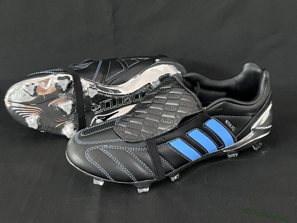 Men's Adidas Predator 25 Elite Foldover Tongue FG Firm Ground Low-Tops Football Boots - Black/Blue/Silver